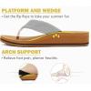 imageCOFACE Womens Flip Flops with Arch Support Ladies Fashion Lightweight Wedge Flip Flops Comfortable Yoga Mat Sole Summer Platform Thong SandalsBlack Tan