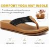 imageCOFACE Womens Flip Flops with Arch Support Ladies Fashion Lightweight Wedge Flip Flops Comfortable Yoga Mat Sole Summer Platform Thong SandalsBlack Tan