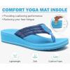 imageCOFACE Womens Flip Flops with Arch Support Ladies Fashion Lightweight Wedge Flip Flops Comfortable Yoga Mat Sole Summer Platform Thong SandalsBlue