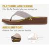 imageCOFACE Womens Flip Flops with Arch Support Ladies Fashion Lightweight Wedge Flip Flops Comfortable Yoga Mat Sole Summer Platform Thong SandalsBrown