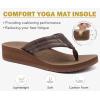 imageCOFACE Womens Flip Flops with Arch Support Ladies Fashion Lightweight Wedge Flip Flops Comfortable Yoga Mat Sole Summer Platform Thong SandalsBrown