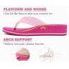 imageCOFACE Womens Flip Flops with Arch Support Ladies Fashion Lightweight Wedge Flip Flops Comfortable Yoga Mat Sole Summer Platform Thong SandalsHot Pink