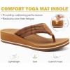 imageCOFACE Womens Flip Flops with Arch Support Ladies Fashion Lightweight Wedge Flip Flops Comfortable Yoga Mat Sole Summer Platform Thong SandalsKhaki