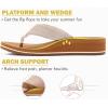 imageCOFACE Womens Flip Flops with Arch Support Ladies Fashion Lightweight Wedge Flip Flops Comfortable Yoga Mat Sole Summer Platform Thong SandalsKhaki