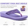 imageCOFACE Womens Flip Flops with Arch Support Ladies Fashion Lightweight Wedge Flip Flops Comfortable Yoga Mat Sole Summer Platform Thong SandalsPurple
