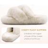 imageCOFACE Womens Fluff Slippers Open Toe Fuzzy Faux Fur Ladies House Fashion Platform Slide Shoes with Comfort Arch Support Indoor Outdoor SoleBeige