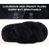 imageCOFACE Womens Fluff Slippers Open Toe Fuzzy Faux Fur Ladies House Fashion Platform Slide Shoes with Comfort Arch Support Indoor Outdoor SoleBlack