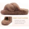 imageCOFACE Womens Fluff Slippers Open Toe Fuzzy Faux Fur Ladies House Fashion Platform Slide Shoes with Comfort Arch Support Indoor Outdoor SoleBrown