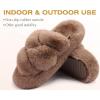 imageCOFACE Womens Fluff Slippers Open Toe Fuzzy Faux Fur Ladies House Fashion Platform Slide Shoes with Comfort Arch Support Indoor Outdoor SoleBrown