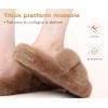 imageCOFACE Womens Fluff Slippers Open Toe Fuzzy Faux Fur Ladies House Fashion Platform Slide Shoes with Comfort Arch Support Indoor Outdoor SoleBrown