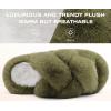 imageCOFACE Womens Fluff Slippers Open Toe Fuzzy Faux Fur Ladies House Fashion Platform Slide Shoes with Comfort Arch Support Indoor Outdoor SoleGreen