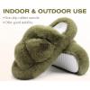 imageCOFACE Womens Fluff Slippers Open Toe Fuzzy Faux Fur Ladies House Fashion Platform Slide Shoes with Comfort Arch Support Indoor Outdoor SoleGreen