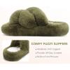imageCOFACE Womens Fluff Slippers Open Toe Fuzzy Faux Fur Ladies House Fashion Platform Slide Shoes with Comfort Arch Support Indoor Outdoor SoleGreen