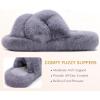 imageCOFACE Womens Fluff Slippers Open Toe Fuzzy Faux Fur Ladies House Fashion Platform Slide Shoes with Comfort Arch Support Indoor Outdoor SoleGrey