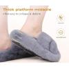 imageCOFACE Womens Fluff Slippers Open Toe Fuzzy Faux Fur Ladies House Fashion Platform Slide Shoes with Comfort Arch Support Indoor Outdoor SoleGrey
