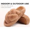 imageCOFACE Womens Fluff Slippers Open Toe Fuzzy Faux Fur Ladies House Fashion Platform Slide Shoes with Comfort Arch Support Indoor Outdoor SoleKhaki