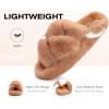 imageCOFACE Womens Fluff Slippers Open Toe Fuzzy Faux Fur Ladies House Fashion Platform Slide Shoes with Comfort Arch Support Indoor Outdoor SoleKhaki