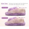 imageCOFACE Womens Fluff Slippers Open Toe Fuzzy Faux Fur Ladies House Fashion Platform Slide Shoes with Comfort Arch Support Indoor Outdoor SoleLight Purple