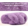 imageCOFACE Womens Fluff Slippers Open Toe Fuzzy Faux Fur Ladies House Fashion Platform Slide Shoes with Comfort Arch Support Indoor Outdoor SoleLight Purple
