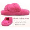 imageCOFACE Womens Fluff Slippers Open Toe Fuzzy Faux Fur Ladies House Fashion Platform Slide Shoes with Comfort Arch Support Indoor Outdoor SoleRose Red
