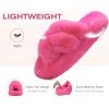 imageCOFACE Womens Fluff Slippers Open Toe Fuzzy Faux Fur Ladies House Fashion Platform Slide Shoes with Comfort Arch Support Indoor Outdoor SoleRose Red