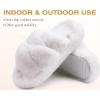 imageCOFACE Womens Fluff Slippers Open Toe Fuzzy Faux Fur Ladies House Fashion Platform Slide Shoes with Comfort Arch Support Indoor Outdoor SoleWhite