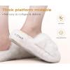 imageCOFACE Womens Fluff Slippers Open Toe Fuzzy Faux Fur Ladies House Fashion Platform Slide Shoes with Comfort Arch Support Indoor Outdoor SoleWhite