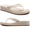 imageCOFACE Flip Flops for Women With Comfortable Arch Support Ladies Fashion Platform Thong Sandals Soft Yoga Mat Sole For BeachIndoor OutdoorBeige White