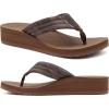 imageCOFACE Womens Flip Flops with Arch Support Ladies Fashion Lightweight Wedge Flip Flops Comfortable Yoga Mat Sole Summer Platform Thong SandalsBrown