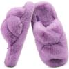 imageCOFACE Womens Fluff Slippers Open Toe Fuzzy Faux Fur Ladies House Fashion Platform Slide Shoes with Comfort Arch Support Indoor Outdoor SoleLight Purple