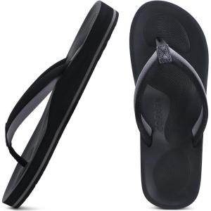 imageCOFACE Flip Flops For Women with Arch Support Comfortable Woman ThongSandals Yoga Mat Lightweight Orthopedic Womens FlipFlopBlackgrey