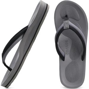 imageCOFACE Flip Flops For Women with Arch Support Comfortable Woman ThongSandals Yoga Mat Lightweight Orthopedic Womens FlipFlopGrey