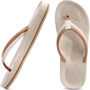 imageCOFACE Flip Flops For Women with Arch Support Comfortable Woman ThongSandals Yoga Mat Lightweight Orthopedic Womens FlipFlopIvory White