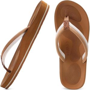 imageCOFACE Flip Flops For Women with Arch Support Comfortable Woman ThongSandals Yoga Mat Lightweight Orthopedic Womens FlipFlopKhaki
