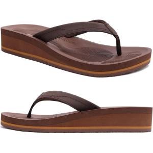 imageCOFACE Flip Flops for Women With Comfortable Arch Support Ladies Fashion Platform Thong Sandals Soft Yoga Mat Sole For BeachIndoor OutdoorDark Brown