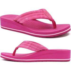 imageCOFACE Womens Flip Flops with Arch Support Ladies Fashion Lightweight Wedge Flip Flops Comfortable Yoga Mat Sole Summer Platform Thong SandalsHot Pink