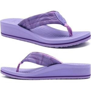 imageCOFACE Womens Flip Flops with Arch Support Ladies Fashion Lightweight Wedge Flip Flops Comfortable Yoga Mat Sole Summer Platform Thong SandalsPurple