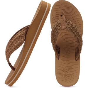 imageCOFACE Womens Orthopedic Flip Flops Comfortable Orthotic Sandals Cushion Recovery Plantar Fasciitis Walking Slip On Ladies Flip Flops for Woman Size 511Khaki