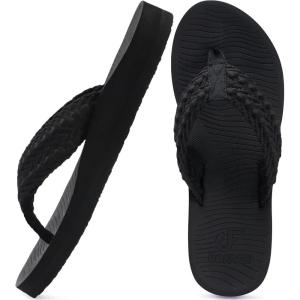 imageCOFACE Womens Orthopedic Flip Flops Comfortable Orthotic Sandals Cushion Recovery Plantar Fasciitis Walking Slip On Ladies Flip Flops for Woman Size 511Black