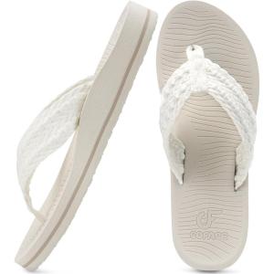 imageCOFACE Womens Orthopedic Flip Flops Comfortable Orthotic Sandals Cushion Recovery Plantar Fasciitis Walking Slip On Ladies Flip Flops for Woman Size 511Beige