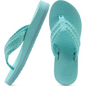 imageCOFACE Womens Orthopedic Flip Flops Comfortable Orthotic Sandals Cushion Recovery Plantar Fasciitis Walking Slip On Ladies Flip Flops for Woman Size 511Lake Blue