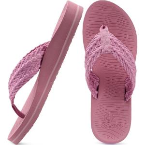 imageCOFACE Womens Orthopedic Flip Flops Comfortable Orthotic Sandals Cushion Recovery Plantar Fasciitis Walking Slip On Ladies Flip Flops for Woman Size 511Darkpink