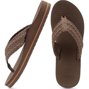 imageCOFACE Womens Orthopedic Flip Flops Comfortable Orthotic Sandals Cushion Recovery Plantar Fasciitis Walking Slip On Ladies Flip Flops for Woman Size 511Brown