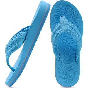 imageCOFACE Womens Orthopedic Flip Flops Comfortable Orthotic Sandals Cushion Recovery Plantar Fasciitis Walking Slip On Ladies Flip Flops for Woman Size 511Sky Blue