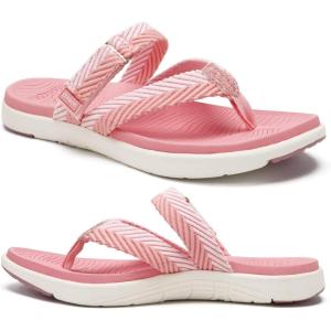 imageCOFACE Womens Trendy Orthotic Flip Flops Lightweight Yoga Mat Thick Cushion Walking Thong Sandals Adjustable Slip On Slippers With Comfortable Plantar Fasciitis Arch SupportPink