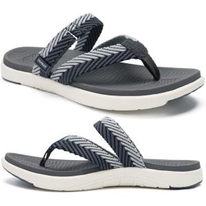 imageCOFACE Womens Trendy Orthotic Flip Flops Lightweight Yoga Mat Thick Cushion Walking Thong Sandals Adjustable Slip On Slippers With Comfortable Plantar Fasciitis Arch SupportGrey