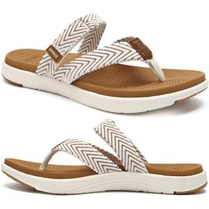 imageCOFACE Womens Trendy Orthotic Flip Flops Lightweight Yoga Mat Thick Cushion Walking Thong Sandals Adjustable Slip On Slippers With Comfortable Plantar Fasciitis Arch SupportWhite Brown