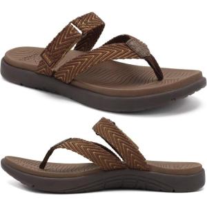 imageCOFACE Womens Trendy Orthotic Flip Flops Lightweight Yoga Mat Thick Cushion Walking Thong Sandals Adjustable Slip On Slippers With Comfortable Plantar Fasciitis Arch SupportBrown