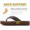 imageCOFACE Mens Arch Support Flip Flops Yoga Mat Comfortable Thick Cushion Recovery Walking Thong Sandals Lightweight Slip On Summer Beach SlippersBrown