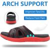 imageCOFACE Mens Sport Recovery Sandals Plantar Fasciitis Soft Cushion Lightweight Orthotic Slides for MenRedblack